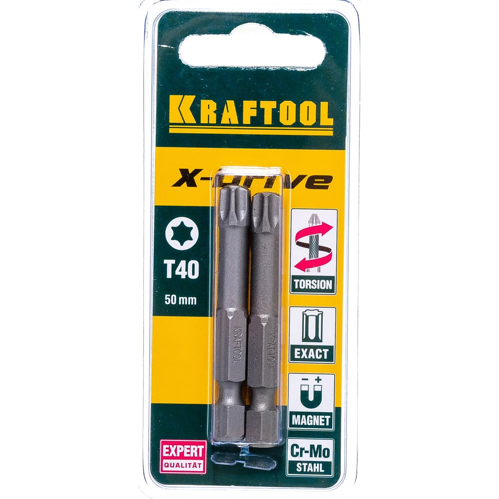 KRAFTOOL X-Drive TX 40, 50 мм, 2 шт, торсионные биты (26125-40-50-2)