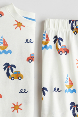 H&M Пижамный комплект с принтом, кремовый