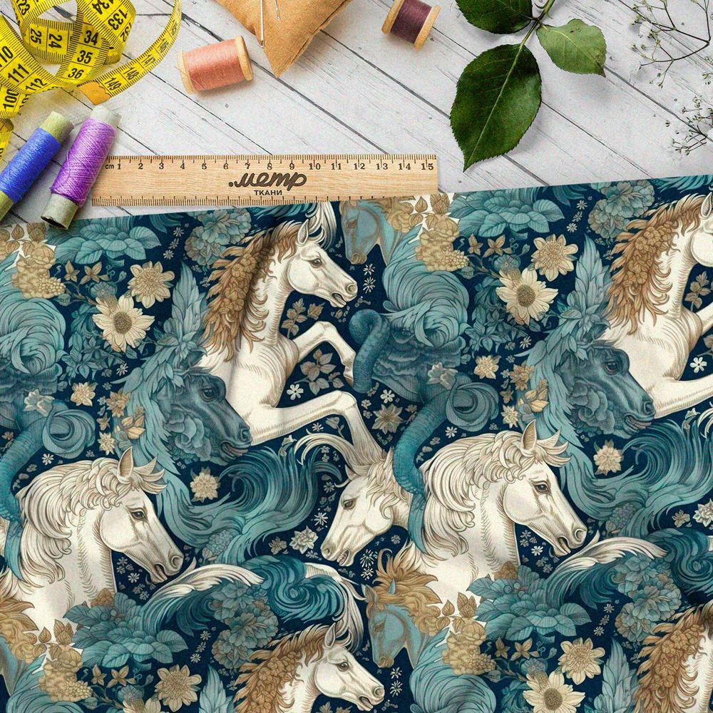 Ткань премиум мембрана фантазийные кони