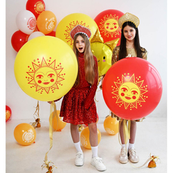 Шар с рисунком 24" Солнце желтый