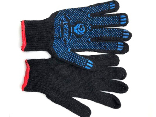 Перчатки х/б 6 нитей ПВХ Точка "ЛЮКС" Черные (10шт/уп)(200шт/меш)  Х