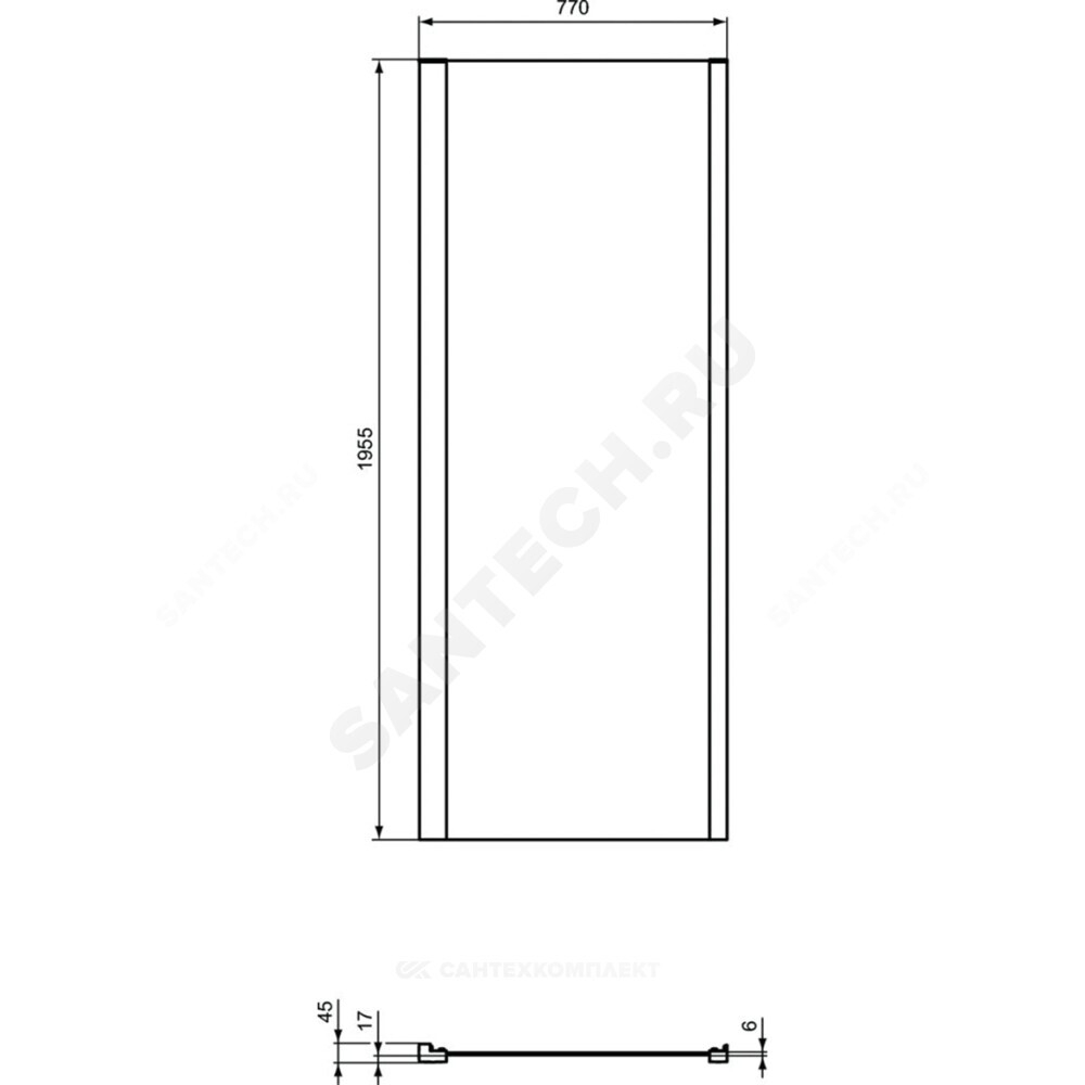 Стенка душевая CONNECT 2 боковая 800х1950мм Ideal Standard K9299V3