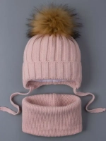 Шапка зимняя для девочки и снуд вязаные