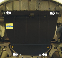 Защита картера двигателя, КПП (2 мм, сталь) для Toyota Matrix 2008-2014 Motodor.72517