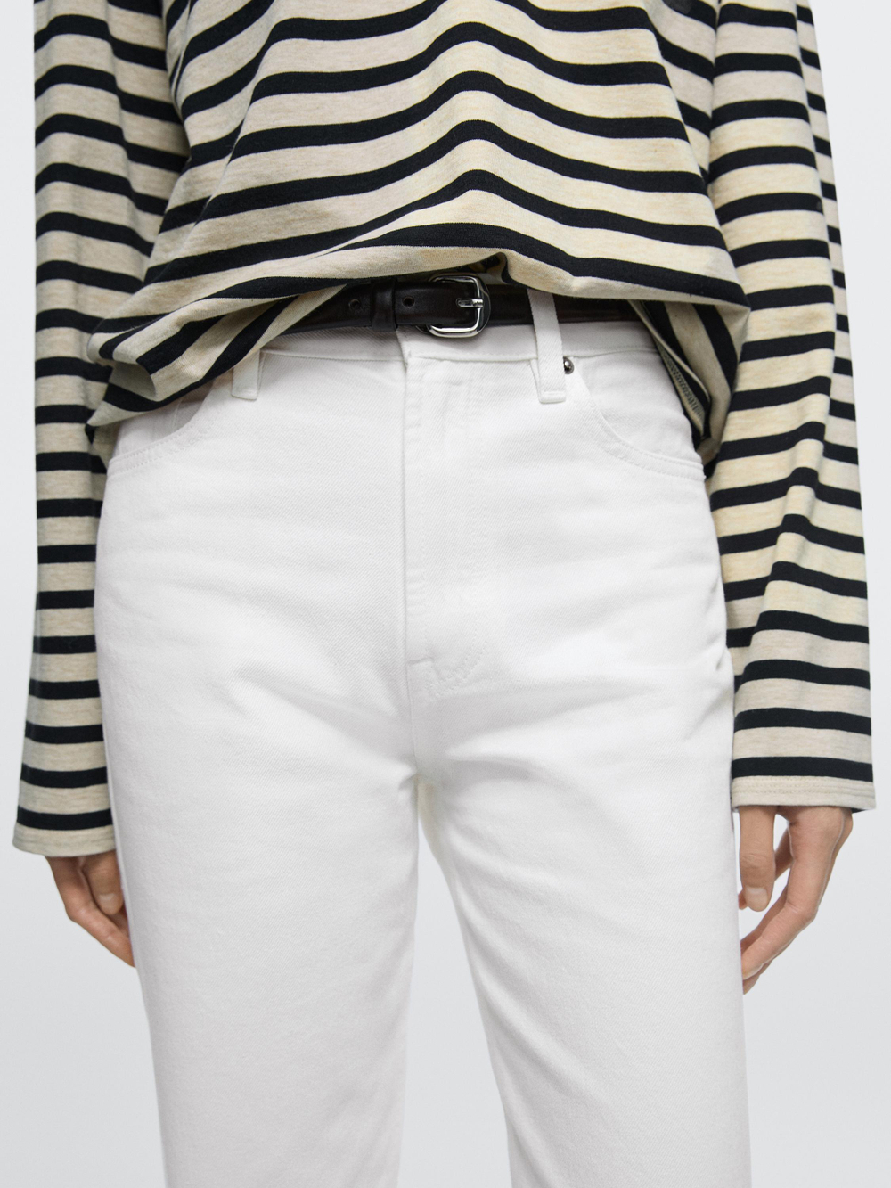 Massimo Dutti Прямые джинсы с высокой талией, белый