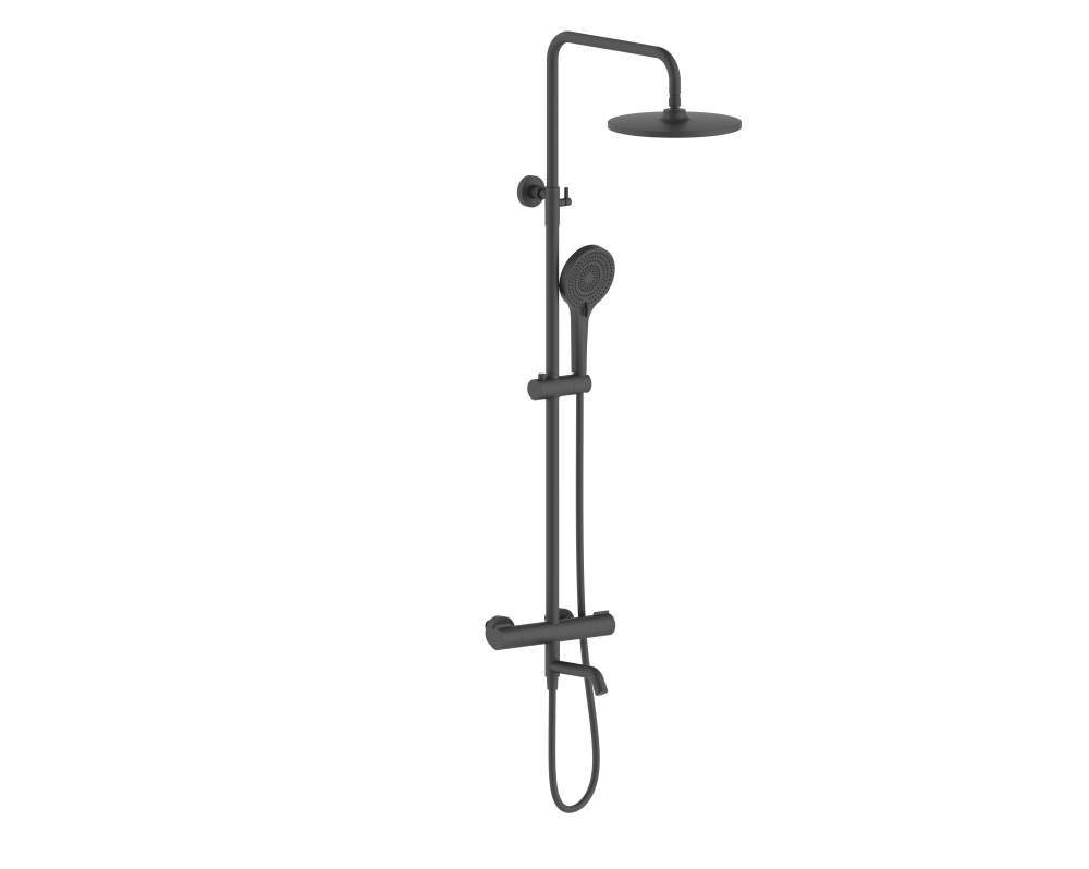 103564-C Душевая система с термостатом  (ЧЕРНЫЙ) ViEiR (5/1шт)