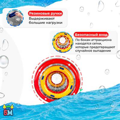 Водный аттракцион роллер «Турбо» с широким входом, ПВХ, трёхместный, 2,4×2,2×2,2 м