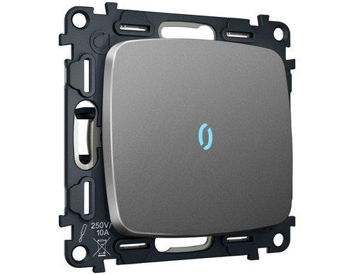 MO652020 Комплект механизма 1-кл выключателя с подсветкой 10000K OMEGA Антрацит серый QUANT (OP6520, VM101, G17B)