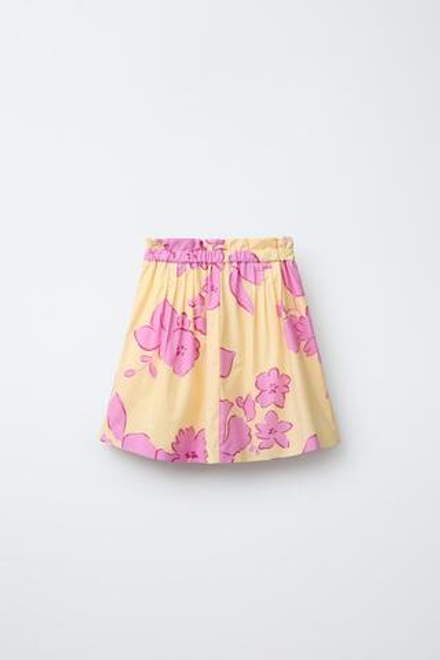 ZARA ЮБКА МИДИ С ЦВЕТОЧНЫМ ПРИНТОМ, ПАСТЕЛЬНО-ЖЕЛТЫЙ