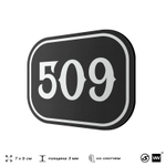 Номерок на дверь квартиры 509, для кабинета, офиса, шильдик 9 х 7 см, черный, Айдентика Технолоджи