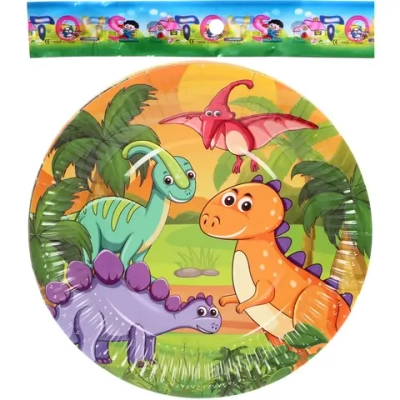 Тарелка бумажная 18 см в наборе 10 шт «Славные динозаврики»