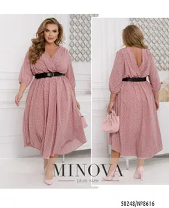 Платье 8616-пудра горошек Minova