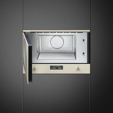 Smeg Coloniale Встраиваемая микроволновая печь, 60 см, высота 38 см, 6 функций, цвет кремовый, фурнитура латунная