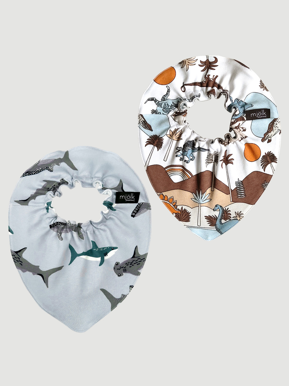 Сет из 2х нагрудников Mjölk Mini Акулы/Dinoworld, уценка