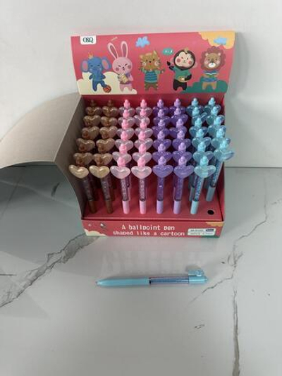 Ручка шариковая "Сердце" вращающаяся, 0,7мм. синяя, 4 цвета микс (Комплект 48шт.)