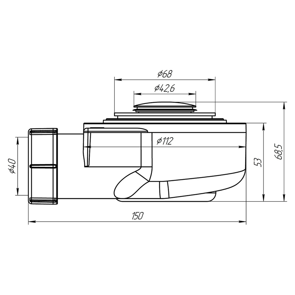 Сифон для душ.поддона 50*40 h 53 Сlick-Clack Ani Е450CL АНИ пласт