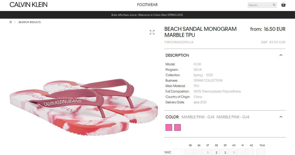 Пантолеты/шлепанцы W Calvin Klein