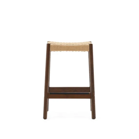 Yalia Табурет из дуба с отделкой под орех и веревочным шнуром, высота 65 см