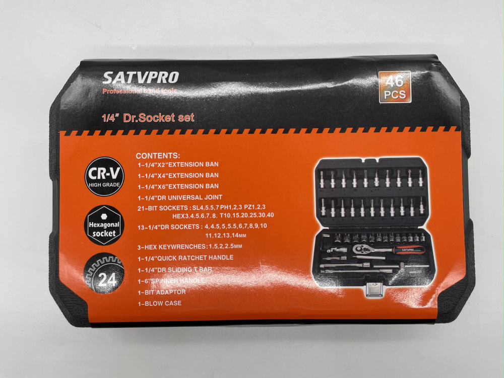 Набор инструментов SATDPRO, в кейсе, 46 бит и торцевых головок