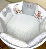 Комплект в кроватку 18 предметов "Мишка на самолёте" розовый, сатин