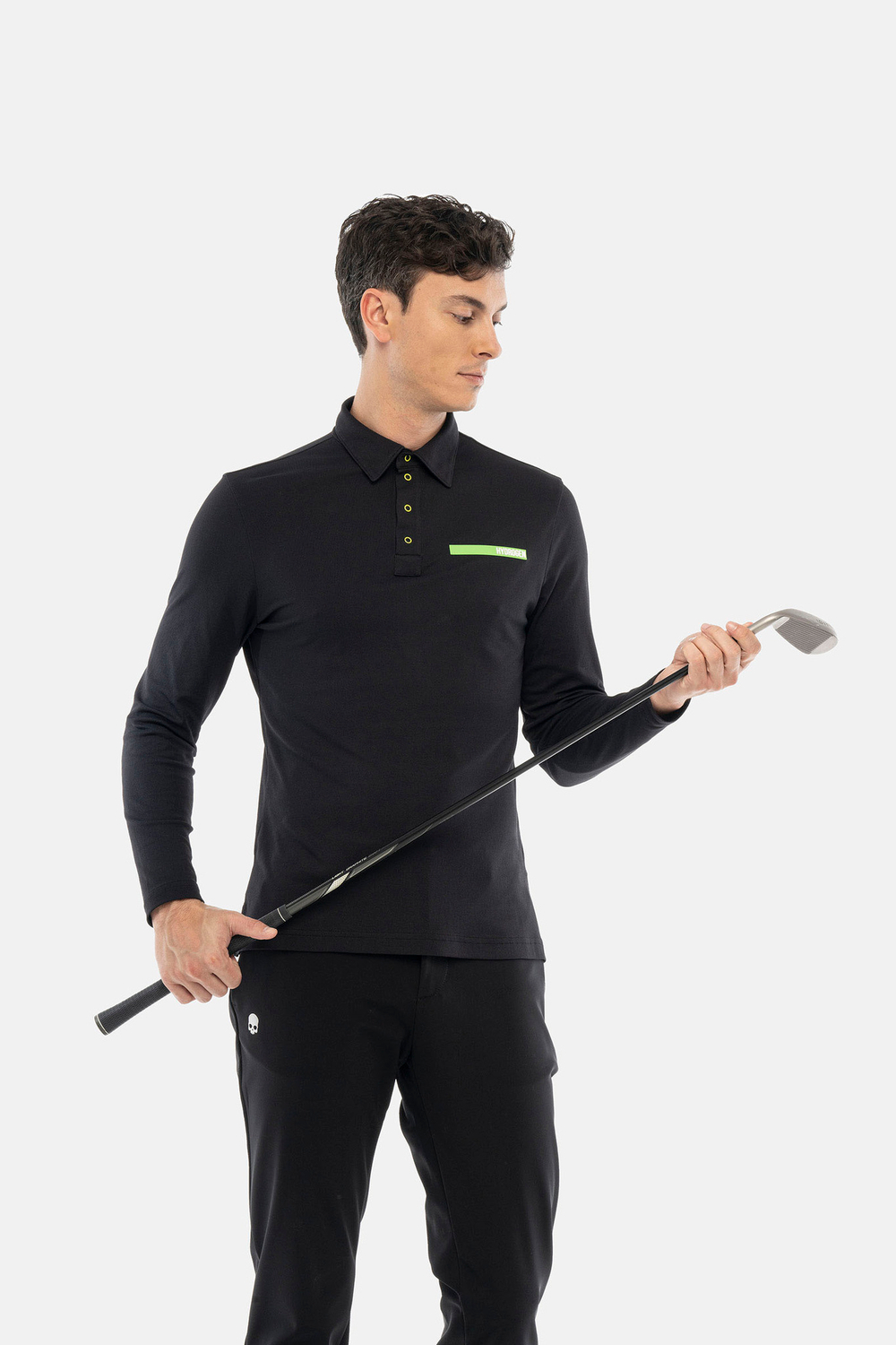 Мужское поло Hydrogen RUBBER LOGO TECH POLO LS (GI0008-007)