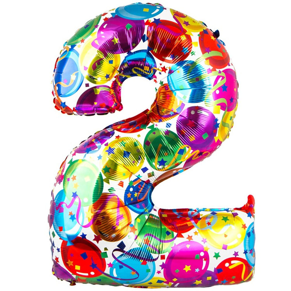 Шар Фольгированный Цифра 2 Шары (Ассорти)
