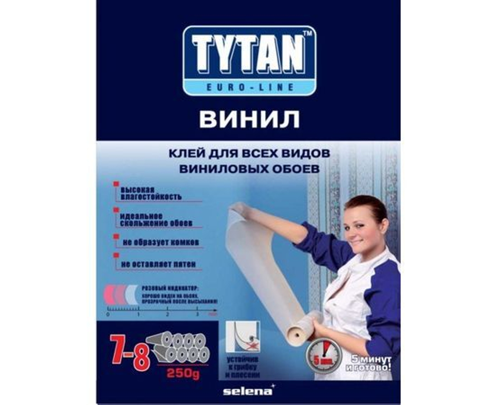 Tytan (Титан) Euro-line Винил клей д/всех видов виниловых обоев (с индикатором) 250г, арт.7017169
