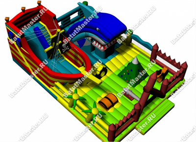 Большой надувной батут "Говорящая акула" 14*10*6 м