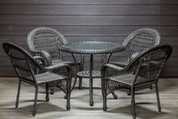 Садовый комплект из искусственного ротанга Мэдисон НЬЮ (Medison NEW) стол круглый D90 + 4 кресла без подушек