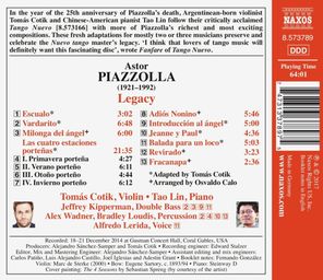 Tomas Cotik, Tao Lin, Jeffrey Kipperman, Alex Wadner, Bradley Loudis / Astor Piazzolla: Legacy (CD)