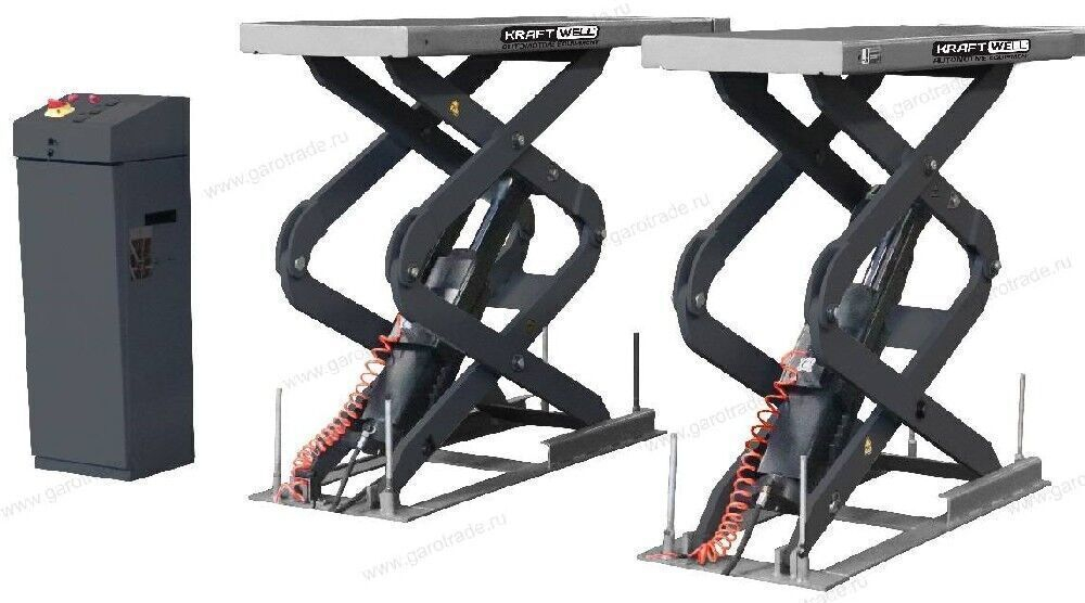 Ножничный подъемник короткий под пороги Заглубляемый в пол (380 В) KRW360SU Серый Kraftwell