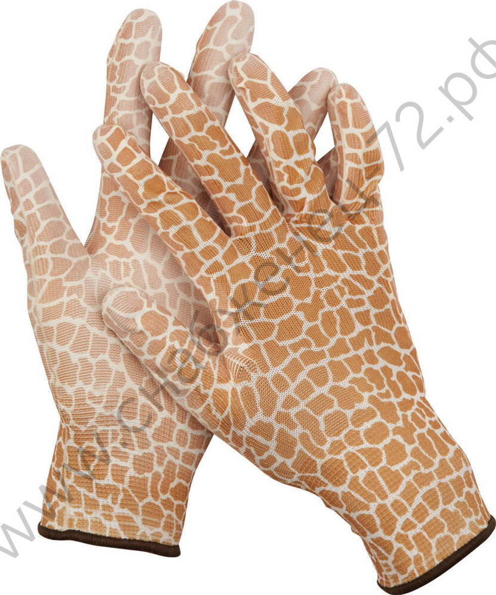 GRINDA прозрачное PU покрытие, 13 класс вязки, коричневые, размер L, садовые перчатки (11292-L)