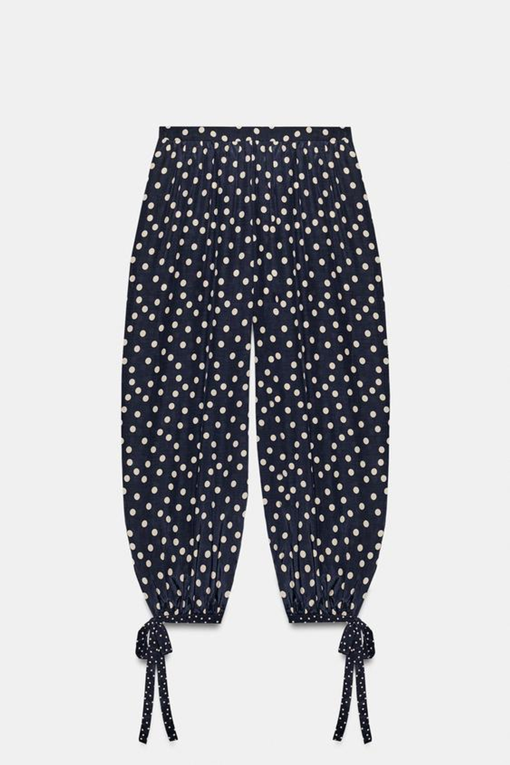 ZARA БРЮКИ-ШАРОВАРЫ В ГОРОШЕК — ZW COLLECTION, МОРСКОЙ СИНИЙ