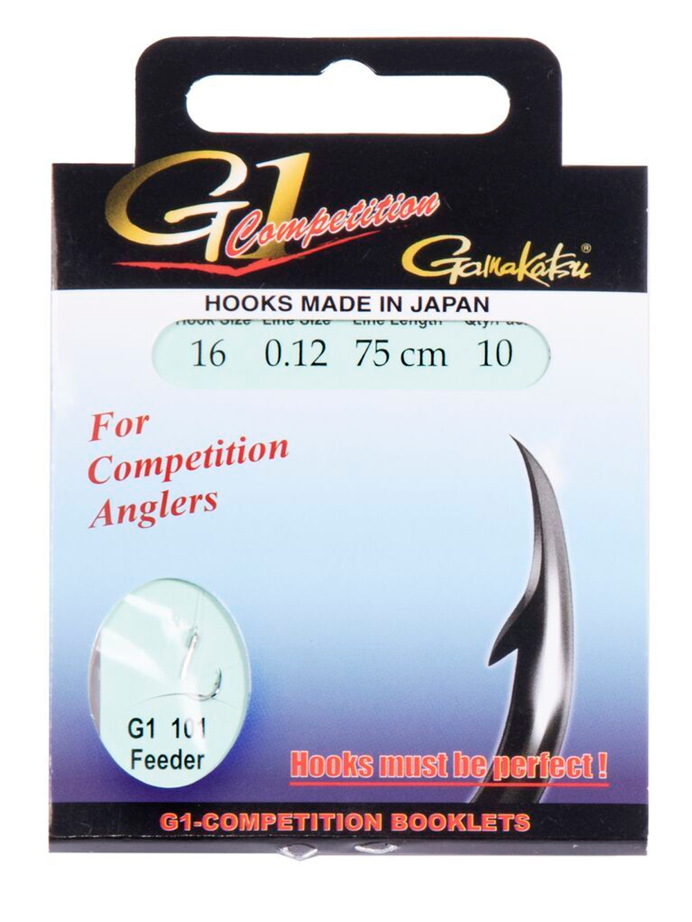 Крючки с поводком Gamakatsu Booklet FEEDER G1-101 разм. 16-0.12мм 75см 10шт.