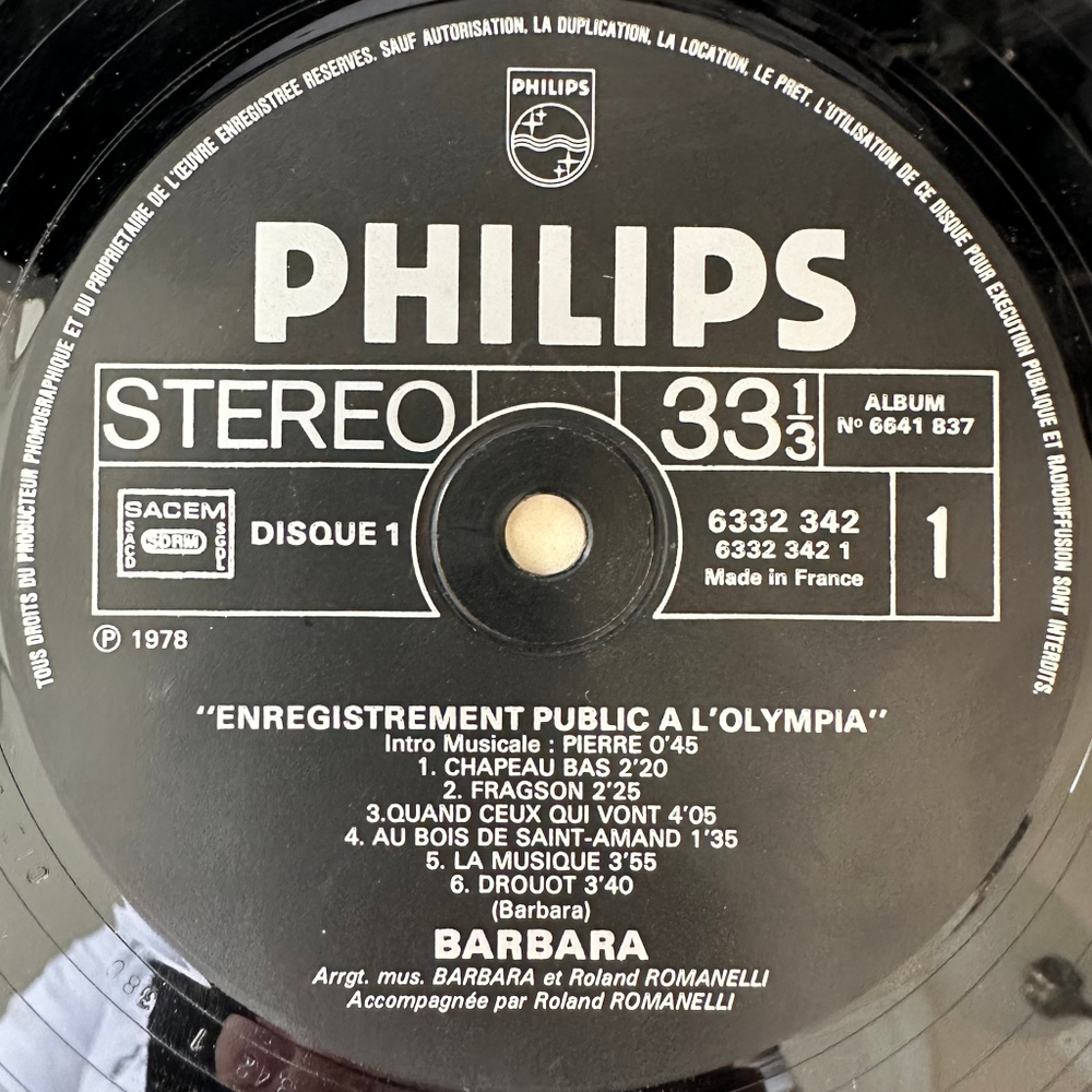 Barbara - Enregistrement Public a L'Olympia (Франция 1978г.)