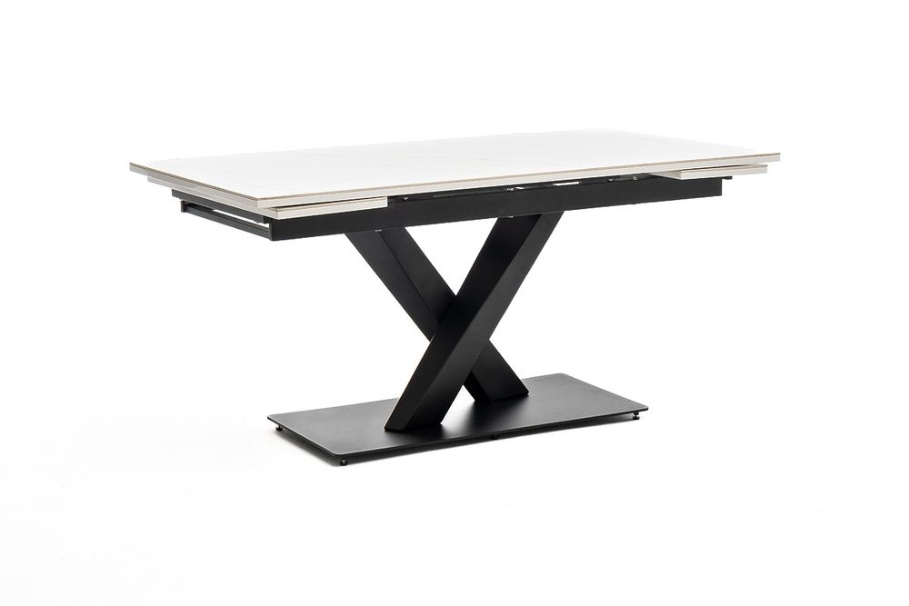 "Юпитер" стол интерьерный раздвижной обеденный из керамики, цвет белый глянцевый