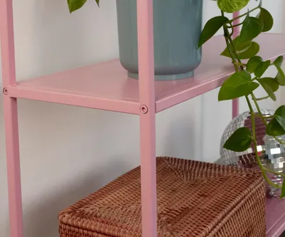 Стеллаж металлический 75х80х25, розовый