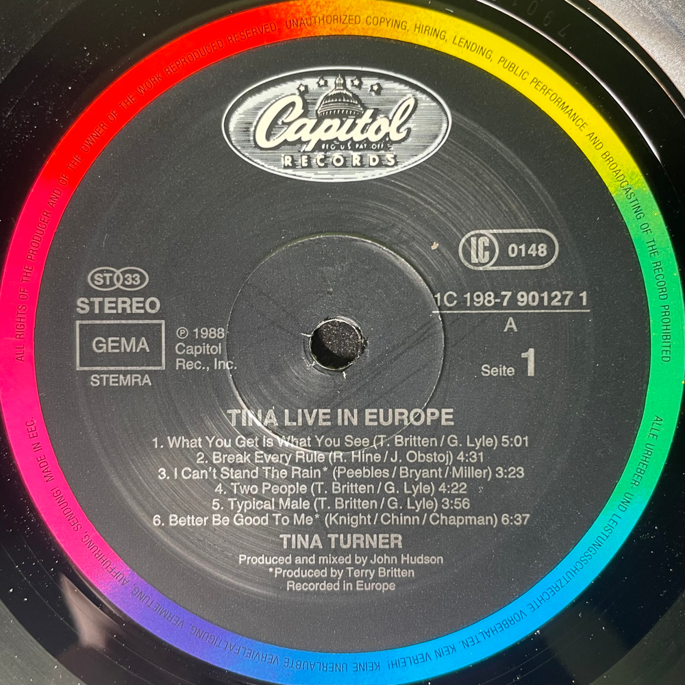 Tina Turner - Tina Live In Europe 2LP (Европа 1988г.)