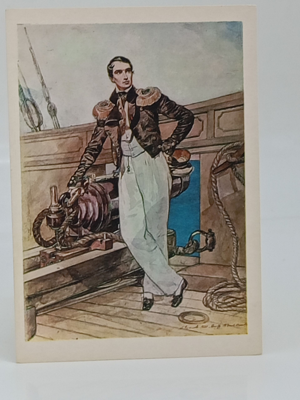 Винтажная открытка СССР К.П. Брюллов "В.А. Корнилов на борту брига "Фемистокл"