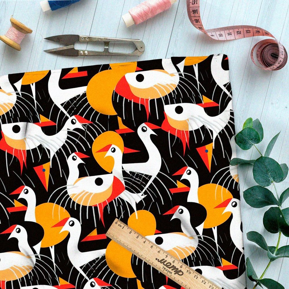 Ткань Барби абстактные гуси