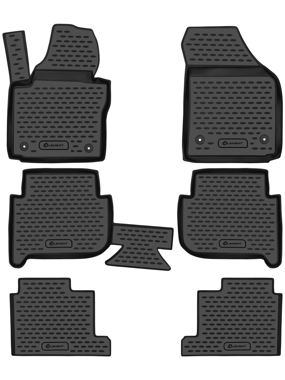 Коврики в салон для VW Touran (I) 2003-2010, (II) 2010-2015, 7 мест., 6 шт. (полиуретан) NLC.51.20.210K