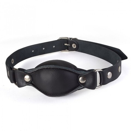 Чёрный кожаный кляп на регулируемых ремешках