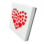 Коробка для клубники в шоколаде бело-красная с сердечками 200*200*40 мм, 25шт