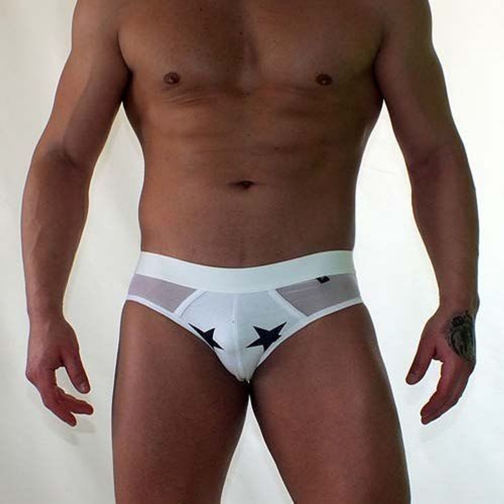 Трусы мужские брифы белые со звездами Van Baam VB-38138