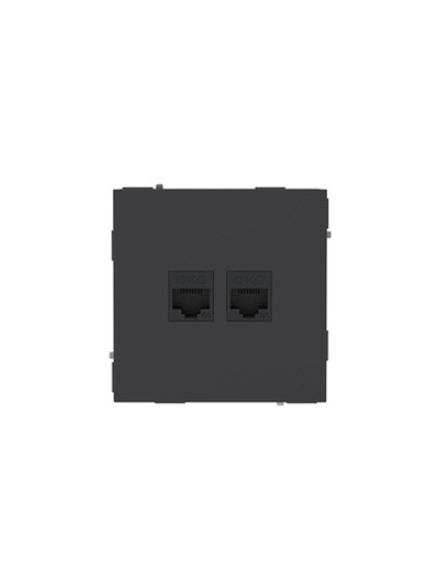 Розетка компьютерная 2-м KANT RJ45 кат.6A без шторки черн. уголь DKC 7012674