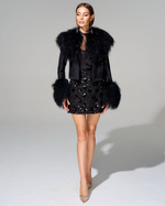 Юбка длины мини из премиального твида с вышивкой