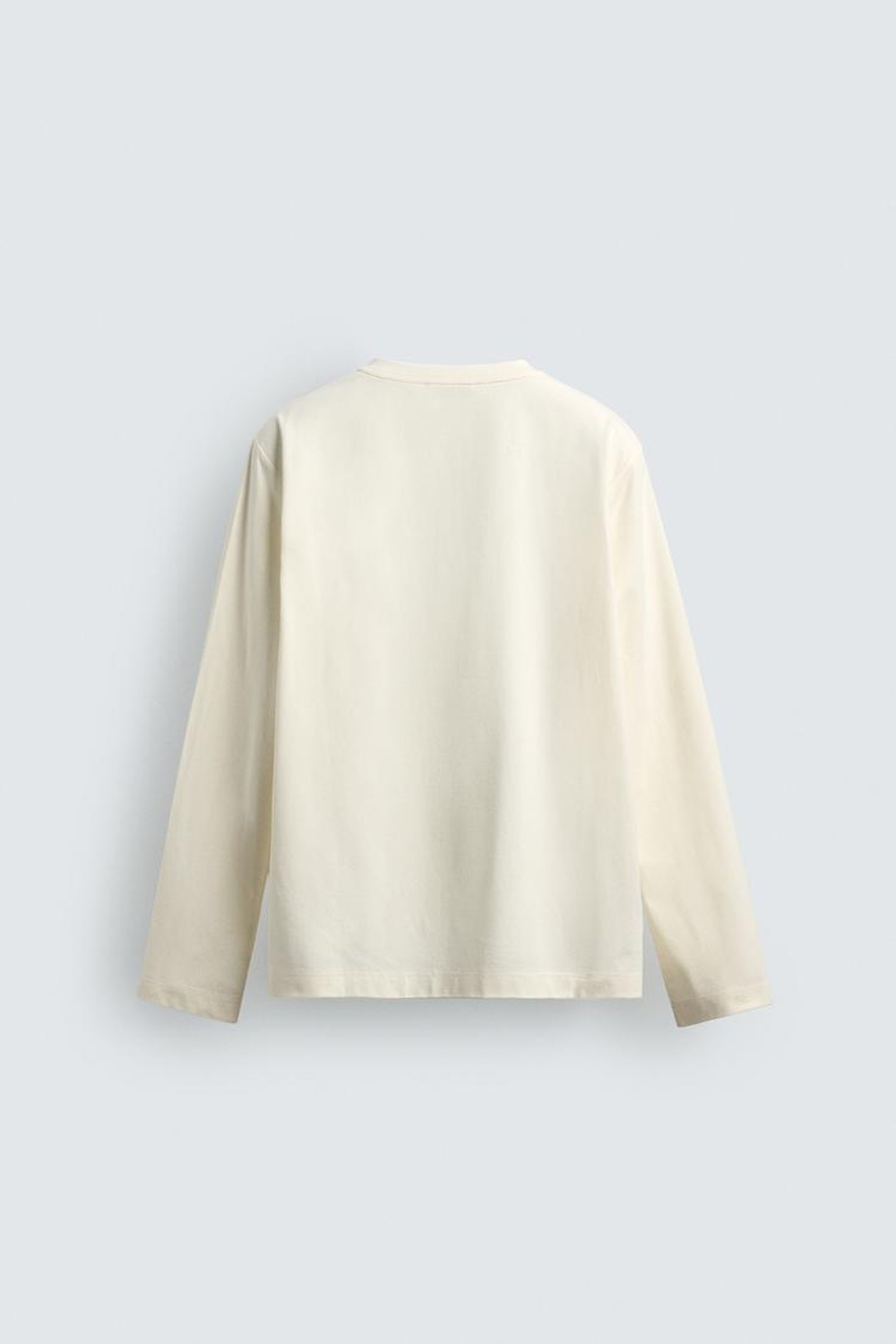 ZARA МЯГКАЯ ФУТБОЛКА С ВОРОТНИКОМ НА ПУГОВИЦАХ, ЖЕЛТОВАТО-БЕЛЫЙ