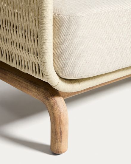 Уличный диван Alipa из акации и веревки цвета экрю 165 см