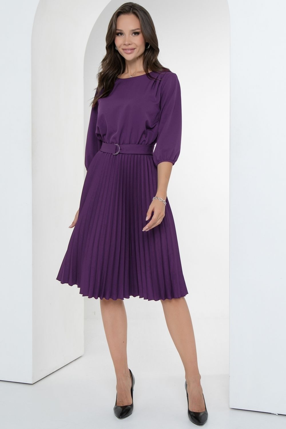 Платье Идеальный силуэт (гофре, баклажан) Diolche (Акция)