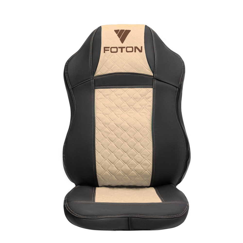 Чехлы FOTON Auman (экокожа, черный, бежевая вставка)